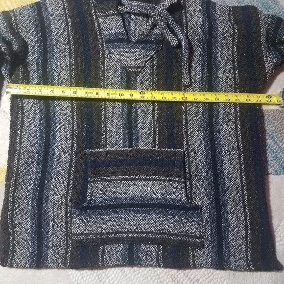 Baja Striped Hooded Pullover Sweater Jacket LARGE - Picture 5 of 7